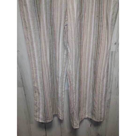 Anthropologie DREW Striped Linen Blend Jumpsuit Beige Black Size Medium - Picture 3 of 9